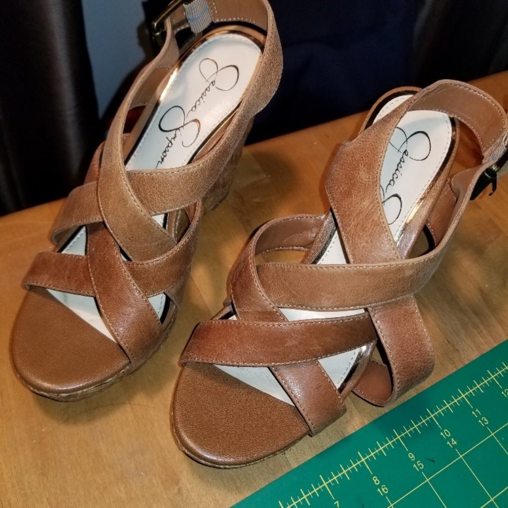 Jessica Simpson/ Brown/ Leather/ Wedge Shoes
